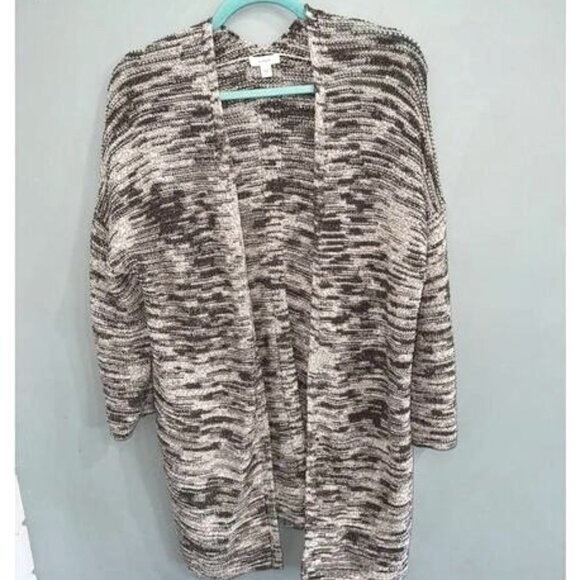 J. Jill Shades of Brown Cascade Knit Mid Drop Sleeve Open Cardigan Sweater S - Picture 1 of 6